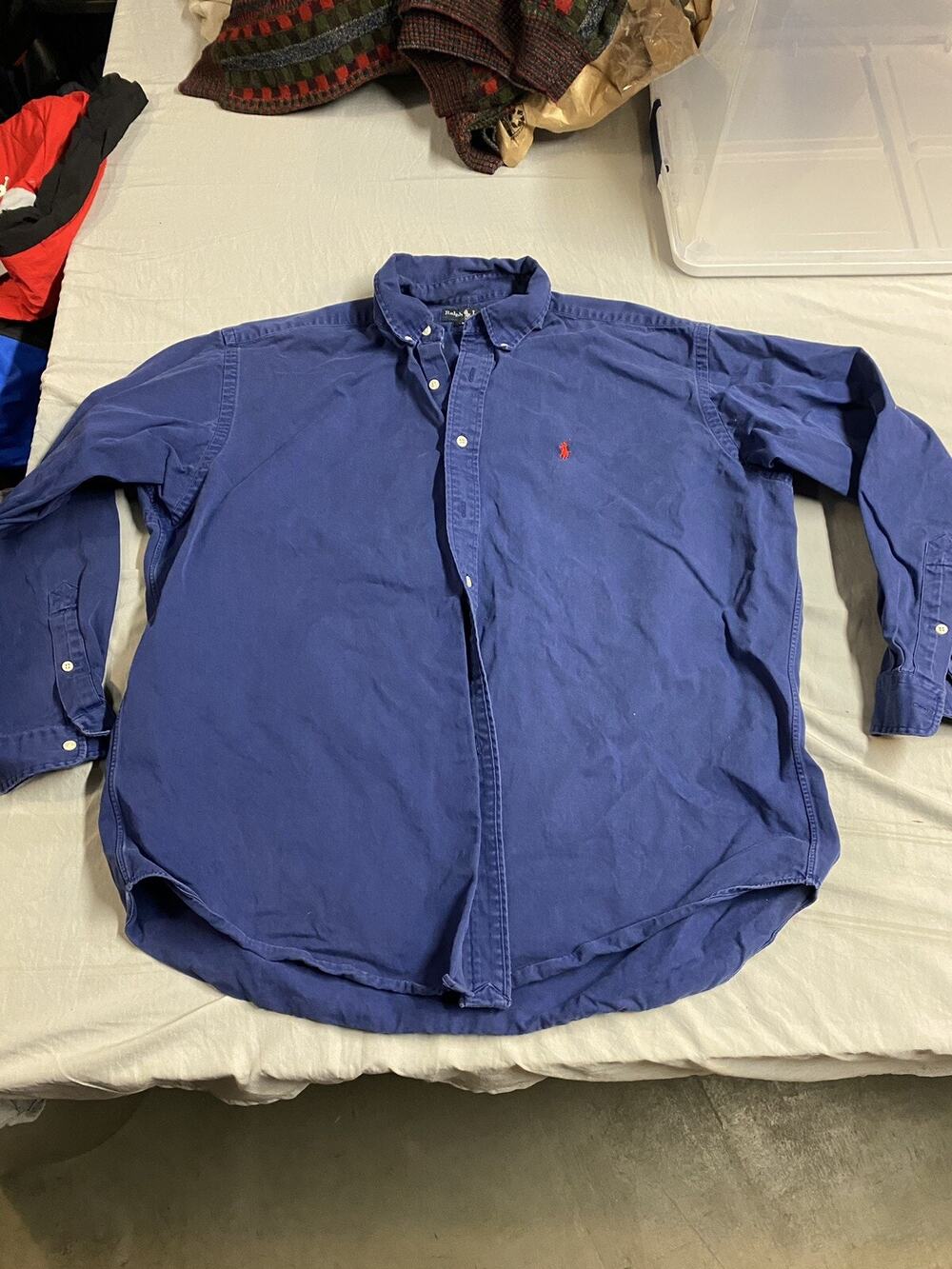 Polo Ralph Lauren Striped Solid Blue Blake Casual Buttondown Shirt XL